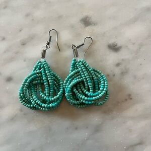 Aqua Beaded Loop Earrings